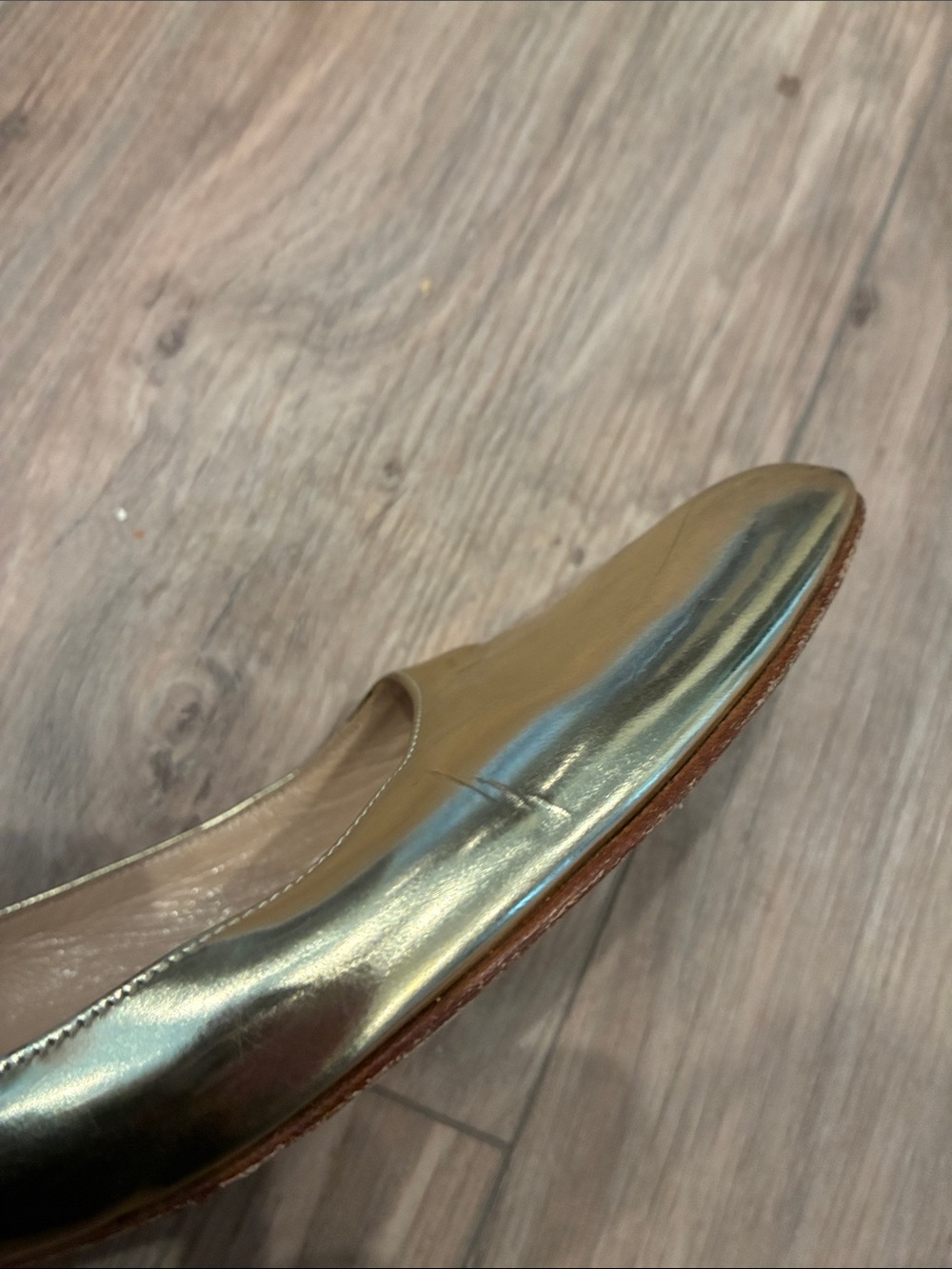 Manolo Blahnik Metallic Gold Pointed Ballet Flats SIZE 8 - Picture 5 of 6